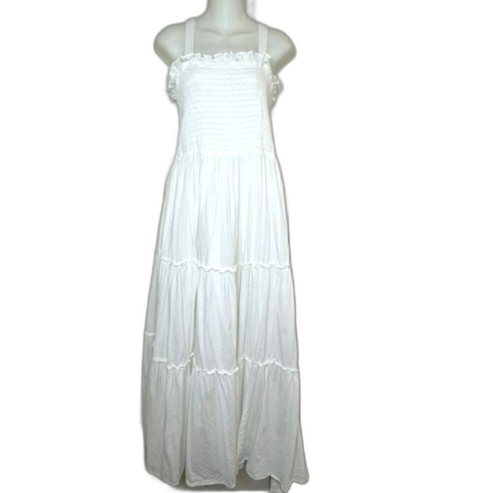 MOD CLOTH MODCLOTH BOHO ON THE RANGE WHITE COTTON BLEND MAXI DRESS PLUS SIZE 1X